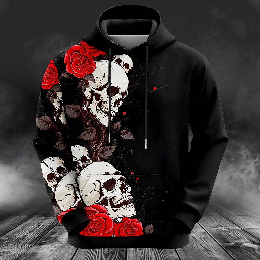 Outdoor Hunting Hoodie - メンズ鹿柄プリントフーディスウェットシャツファッションクラシッククルーネックアウトドアハンティングイエローブラウン巾着メンズオーバーサイズスポーツウェア