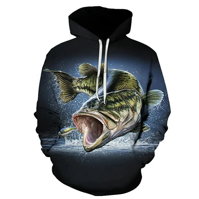 Outdoor Hunting Hoodie - 新しい3Dプリント鯉釣り柄パーカー アウトドアフィッシング用 メンズ＆レディース スウェットシャツ ファッション プラスサイズ