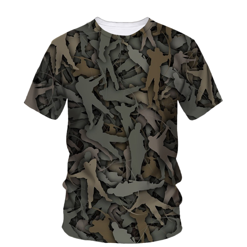 Outdoor Hunting Graphic Tees - 男性用Tシャツ,半袖,ラウンドネック,カジュアル,アウトドア用,トレンディ,狩猟,プリント,夏,ノベルティ