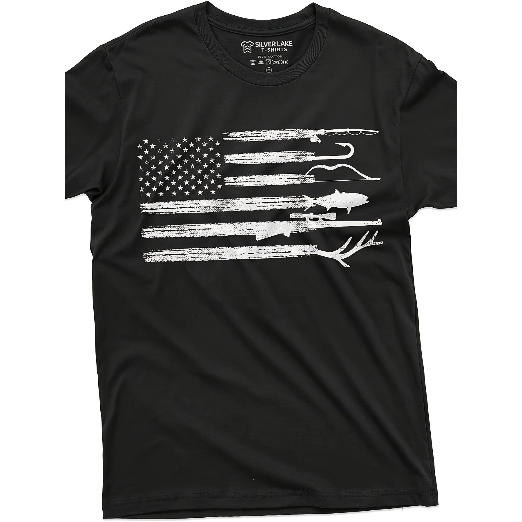 Outdoor Hunting Graphic Tees - ハンティング・フィッシング グラフィックTシャツ メンズ アメリカ国旗 ダメージ加工 アウトドアスポーツプリント