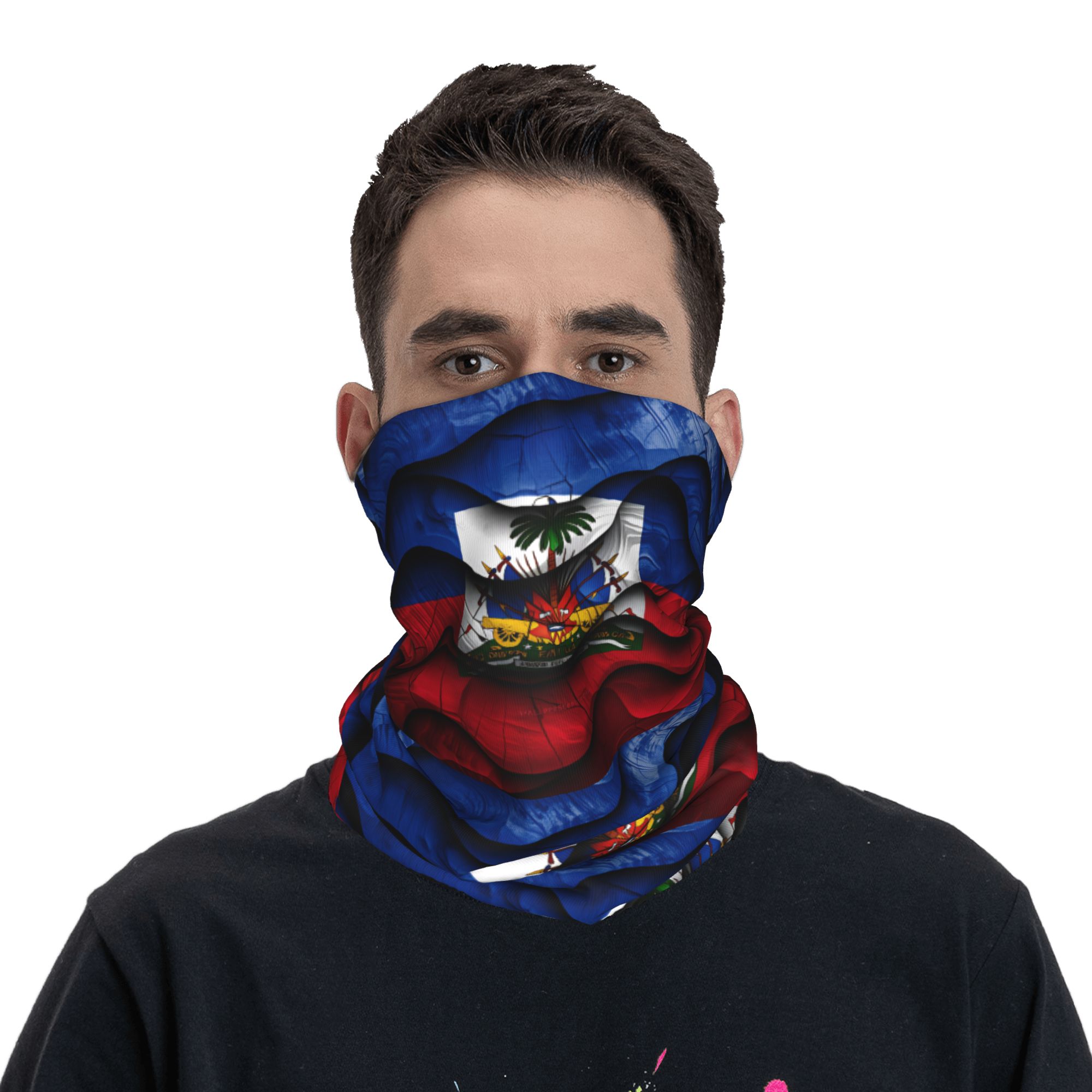 Outdoor Hunting Prints - ハイチ国旗バラクラバ狩猟釣り戦術マスクユニセックス y2k 面白い UV 保護自転車マスクソフト暖かいスカーフ