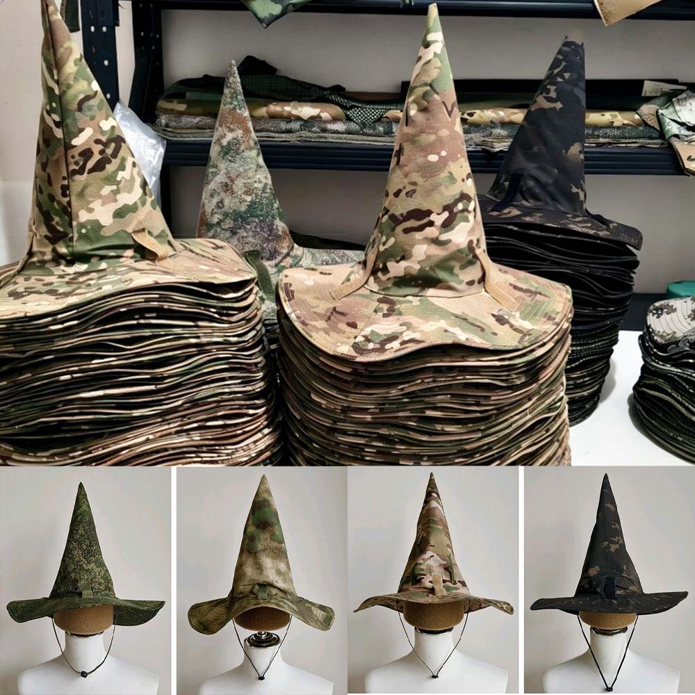 Outdoor Hunting Prints - マジックウィザードハット戦術迷彩ハンティングブーニーハットエアソフトウィザードつば付きサンキャップ屋外コスプレ釣りキャンプハイキング用