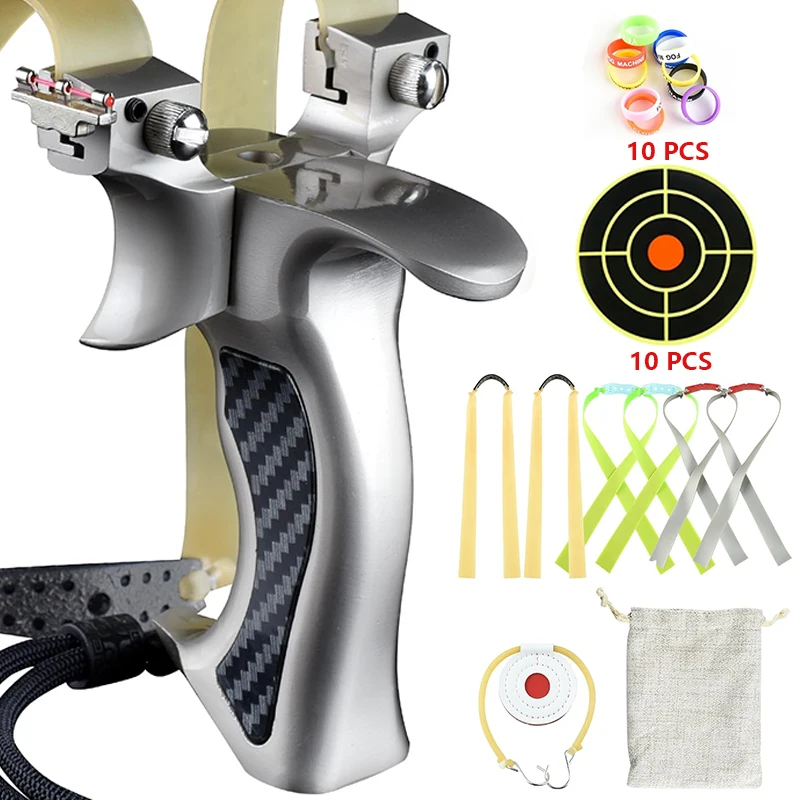Outdoor Hunting Launcher - 8020/9025 強力な金属スリングショット防振テールカバー快適なグリップスリングショットプロフェッショナル屋外狩猟と射撃セット