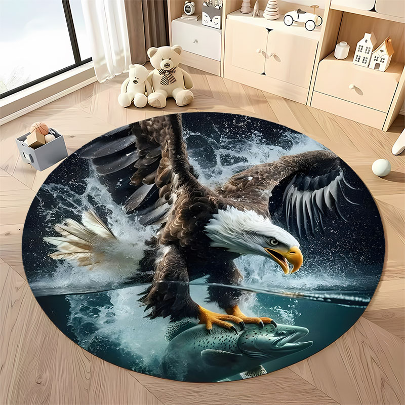 Hunting Outdoor Decor - 送料無料！ イーグルハンティングシーンラグ リビングルーム用ラウンドカーペット ホームソファベッドルーム用、ギフト
