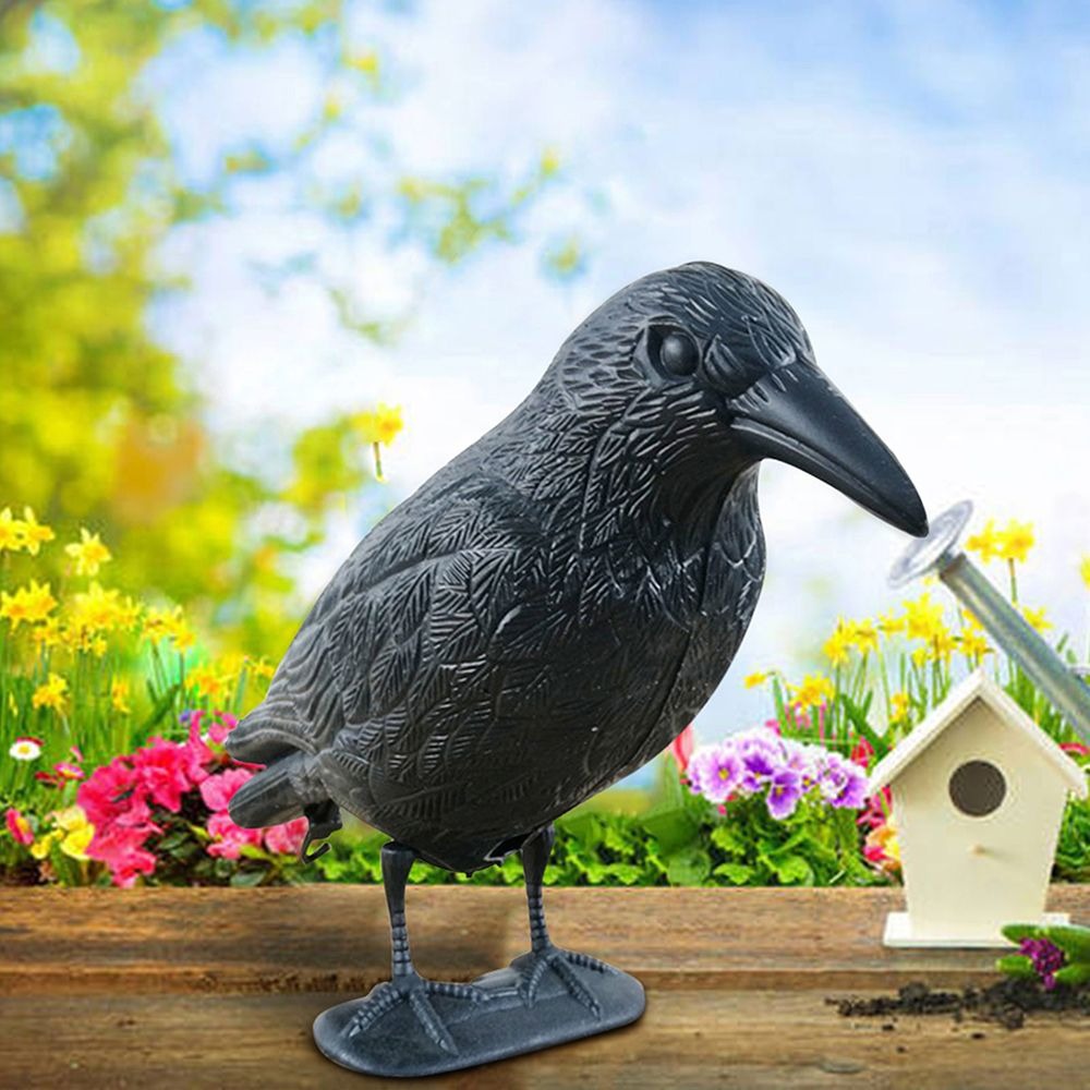 Hunting Outdoor Decor - 屋外黒等身大カラス忌避装飾怖がらせハト抑止害虫駆除リアルな狩猟デコイ中庭庭