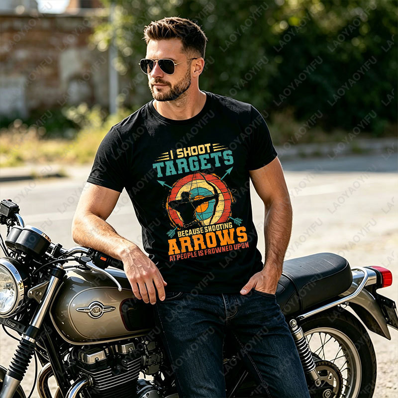 Outdoor Hunting Graphic Tees - カジュアルアウトドアアーチェリー練習用グラフィックTシャツ 綿100% 半袖スポーツTシャツ アーチェリー用。 競技会と狩猟イベント