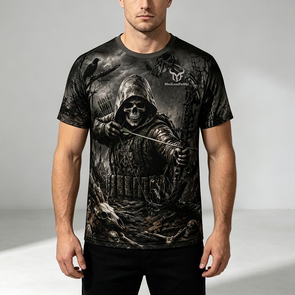 ゴシックスカルアーチャー 3D プリント Tシャツダークフォ - Outdoor Hunting Graphic Tees のレビューと価格