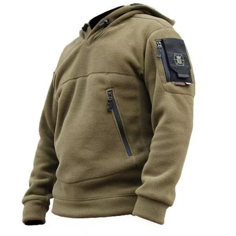 男性の冬の熱フリース屋外狩猟ジッパー軍事戦術ジャケットフード - Outdoor Hunting Hoodie のレビューと価格