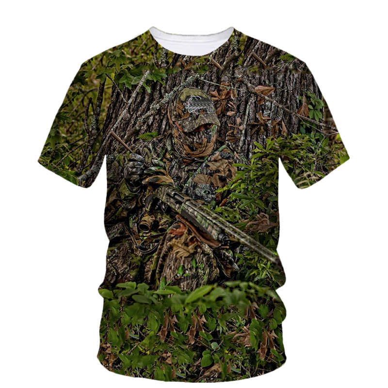 男性用Tシャツ,半袖,ラウンドネック,カジュアル,アウトドア - Outdoor Hunting Graphic Tees のレビューと価格