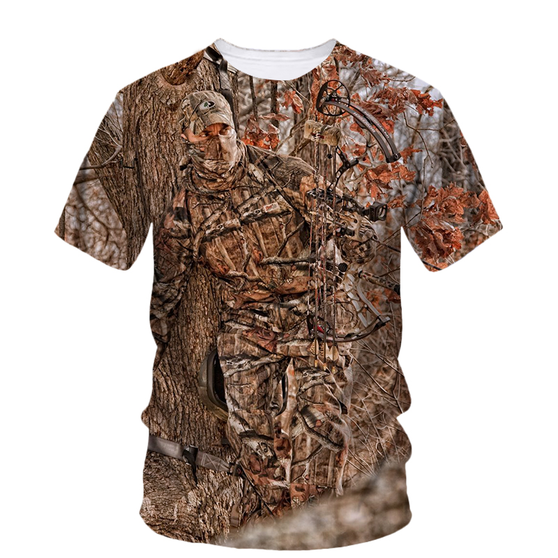 男性用Tシャツ,半袖,ラウンドネック,カジュアル,アウトドア - Outdoor Hunting Graphic Tees のレビューと価格