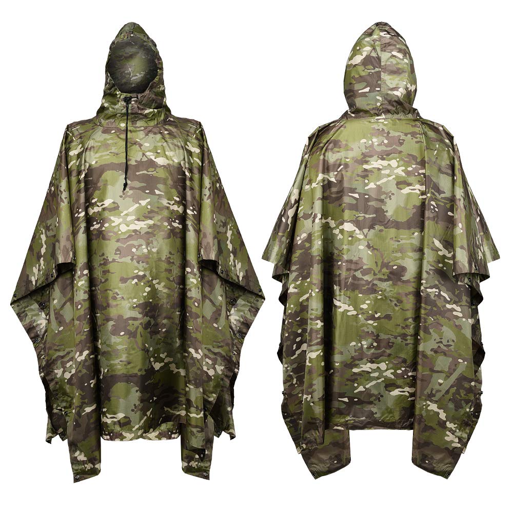 通気性のあるタクティカルカモフラージュレインコート,防水ポン - Outdoor Hunting Prints のレビューと価格