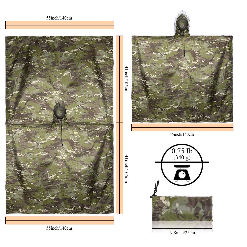 通気性のあるタクティカルカモフラージュレインコート,防水ポン - Outdoor Hunting Prints のレビューと価格