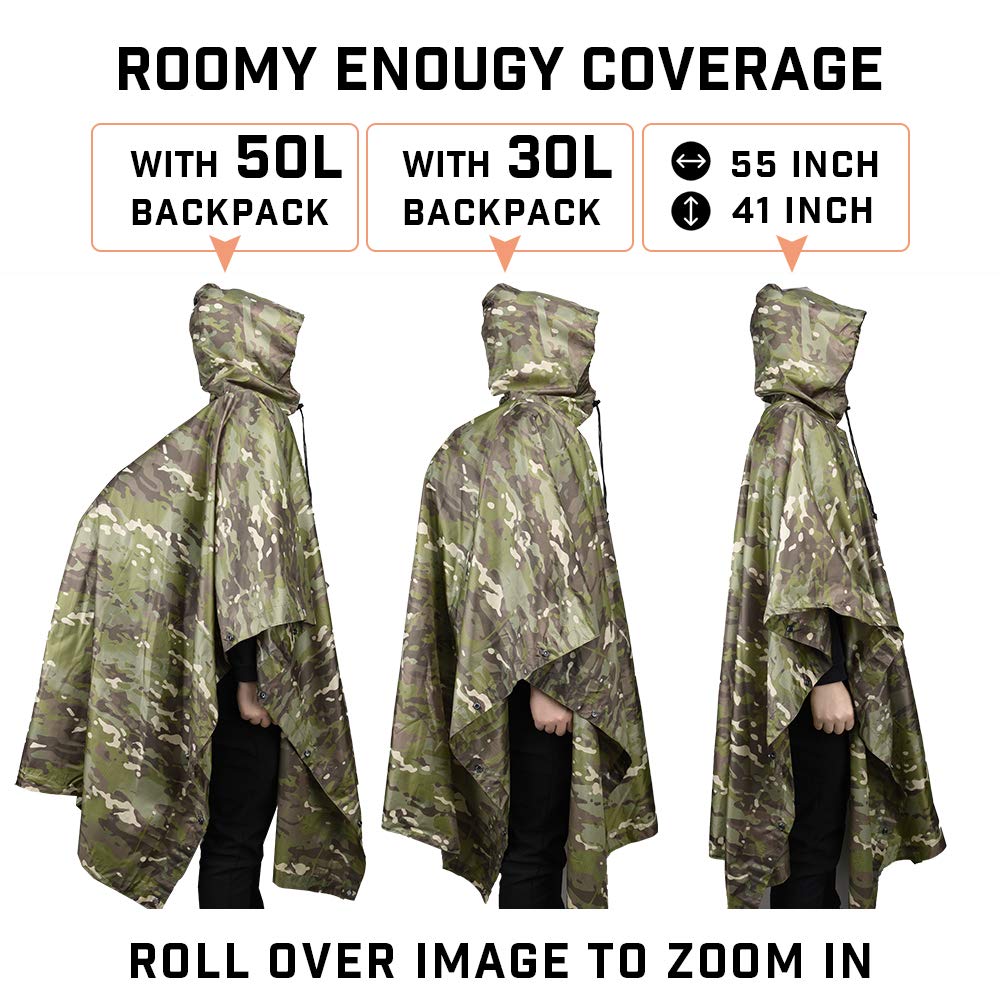 通気性のあるタクティカルカモフラージュレインコート,防水ポン - Outdoor Hunting Prints のレビューと価格