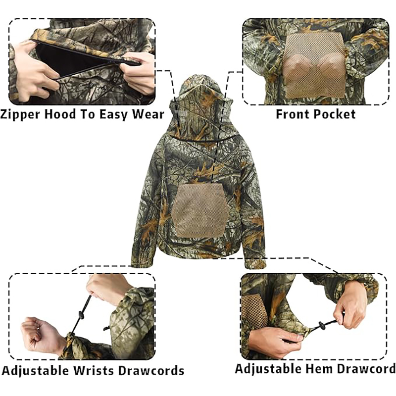 釣り養蜂防蚊パーカーセット速乾性耐摩耗性迷彩狩猟服アウトドア - Outdoor Hunting Hoodie のレビューと価格