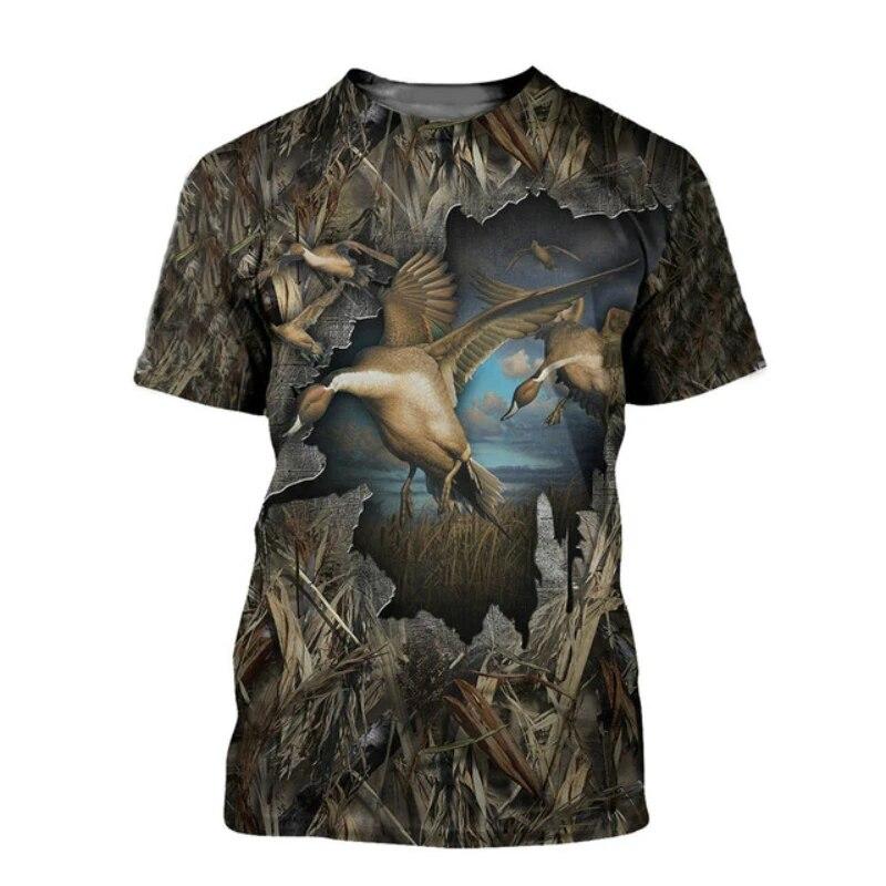 メンズ迷彩柄ダックハンティング3DプリントTシャツ湿地野生動 - Outdoor Hunting Graphic Tees のレビューと価格