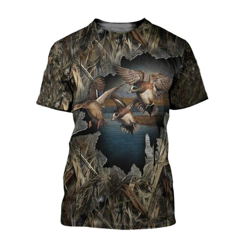 メンズ迷彩柄ダックハンティング3DプリントTシャツ湿地野生動 - Outdoor Hunting Graphic Tees のレビューと価格