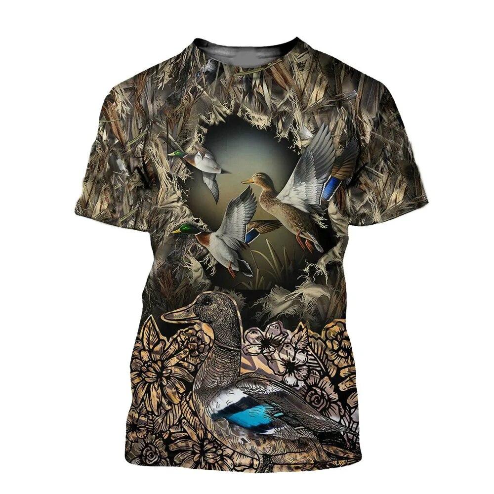 メンズ迷彩柄ダックハンティング3DプリントTシャツ湿地野生動 - Outdoor Hunting Graphic Tees のレビューと価格