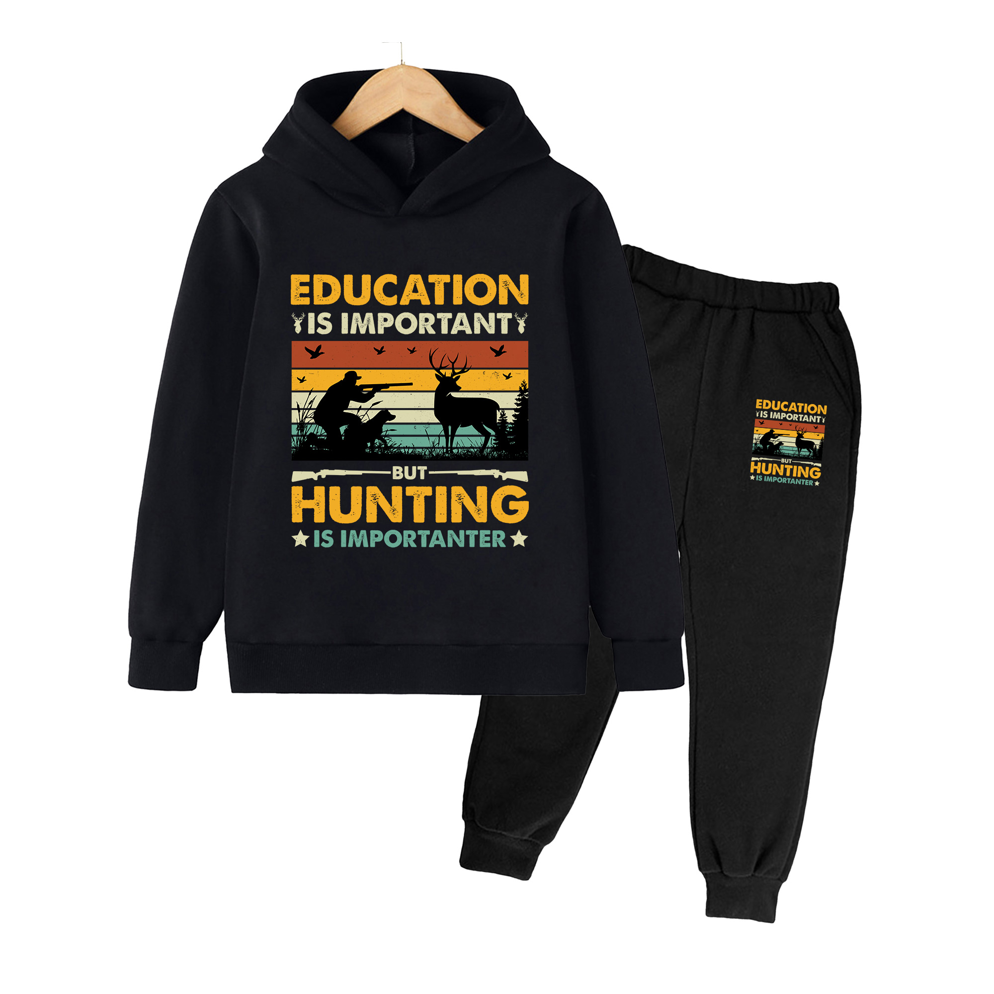 キッズ用フーディー＆スウェットパンツセット、ヴィンテージハン - Outdoor Hunting Hoodie のレビューと価格
