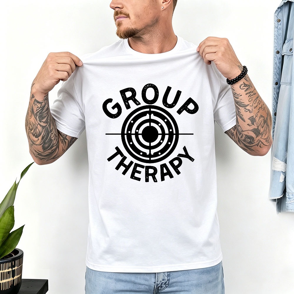 グループセラピーシューティングターゲットディストレスプリント - Outdoor Hunting Graphic Tees のレビューと価格