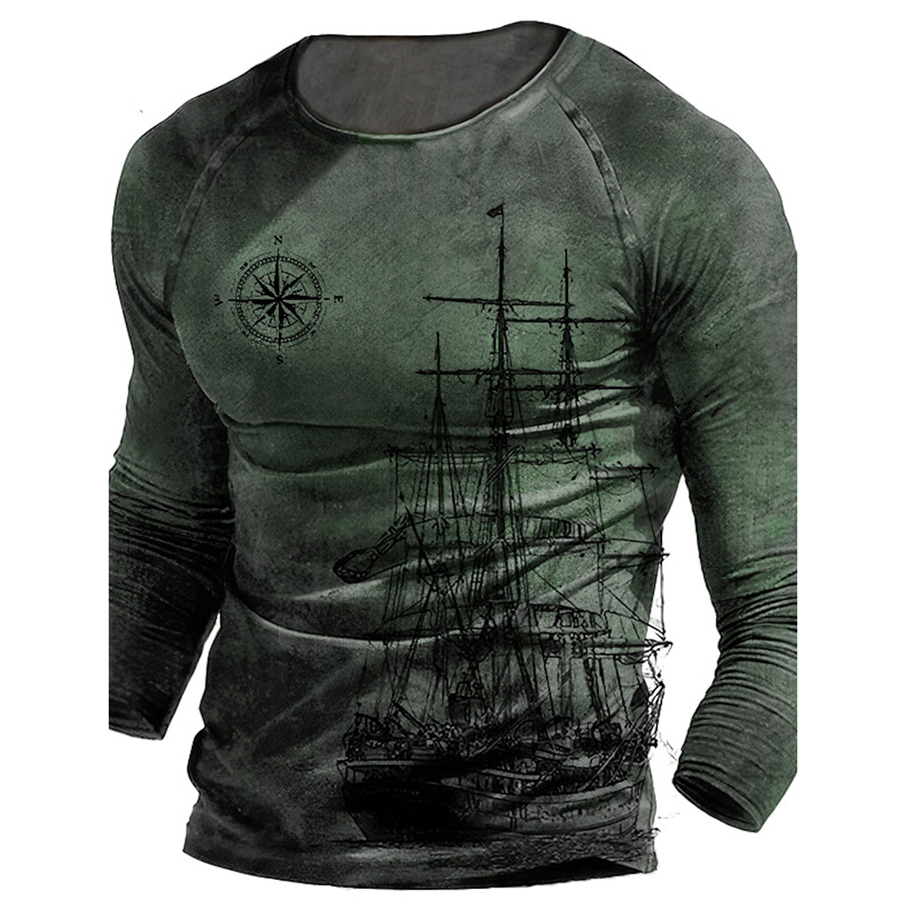 男性用長袖グラフィックTシャツ,狩猟やレクリエーション用のレ - Outdoor Hunting Graphic Tees のレビューと価格